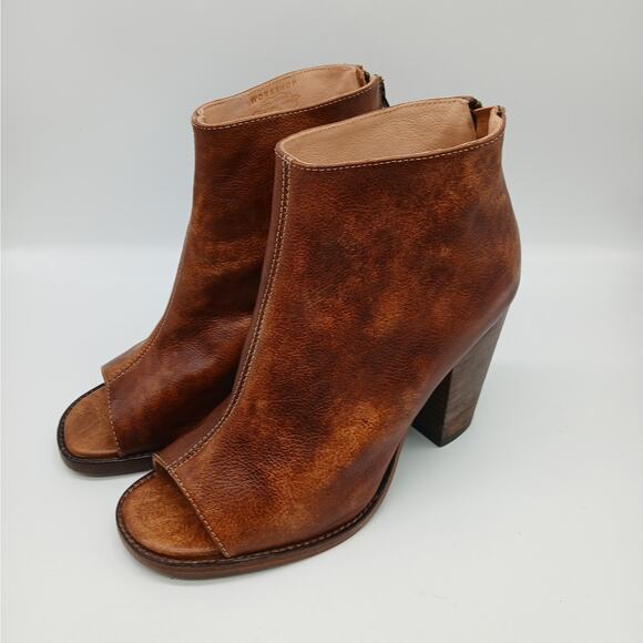 Bed Stu NEW Onset Leather Peep Toe Casual Dress Boots Booties Bohemian Brown 9 - Picture 1 of 12